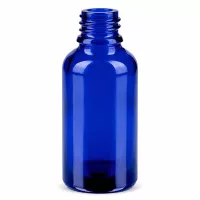 Kompakte blaue Glasflasche 30ml BlueLine Serie mit tropfgenauem grünem Verschluss