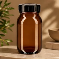 Robuste Weithalsflasche 100ml Braunglas mit luftdichtem Verschluss für lange Haltbarkeit