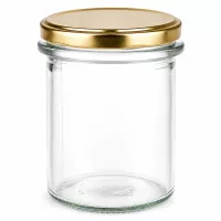 Kompaktes 214ml UNiTWIST Rundglas mit goldenem BasicSeal Deckel für Marmeladen