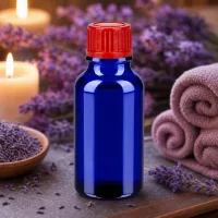 Robuste Cobaltblau Glasflasche 20ml mit dichtem roten Verschluss für Homöopathie und Naturheilkunde