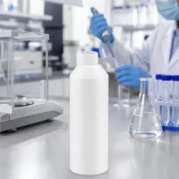Lichtundurchlässige HDPE Laborflasche 250ml mit weißem Sicherheitsverschluss im Laborkontext