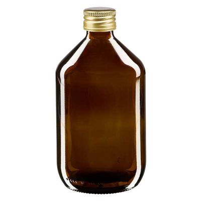 500ml Medizinflasche braun, mit Verschluss gold Aluminium ApoGlas