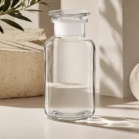 Runde Klarglasflasche 500ml großvolumig mit breitem Flaschenhals und transparentem Glasdeckel