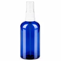 Professionelle 100ml Glassprühflasche blau mit feinem Sprühkopf für Naturkosmetik