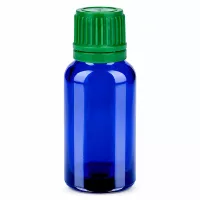 Professionelle 20ml Apothekerflasche aus UV-schützendem blauen Glas mit Sicherheitsverschluss