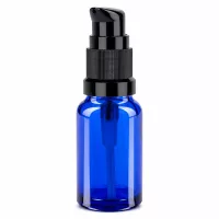 Elegante 10ml Pumpflasche blau-schwarz BlueLine UT18/10 mit robustem Glasmaterial