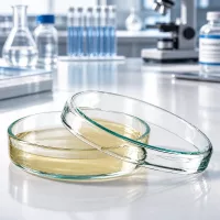 Sterile Glaspetrischale 70x15mm mit Nähragar für mikrobiologische Kultivierung im professionellen Labor