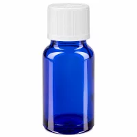 Blaue UV-Schutz Glasflasche 10ml mit weißem KiSi-Deckel für pharmazeutische Tropfen
