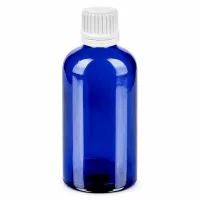 Kompakte 100ml Tropfflasche in Blau mit weißem Deckel ideal für Labor und Pharmazie