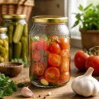 900ml Honigglas als Einmachglas für eingelegte Tomaten - goldener UNiTWIST Deckel vielseitig verwendbar