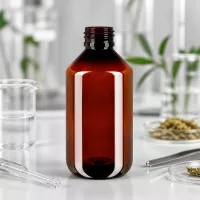 Robuste PET Weithalsflasche 500ml bernsteinfarben mit manipulationssicherem Originalverschluss