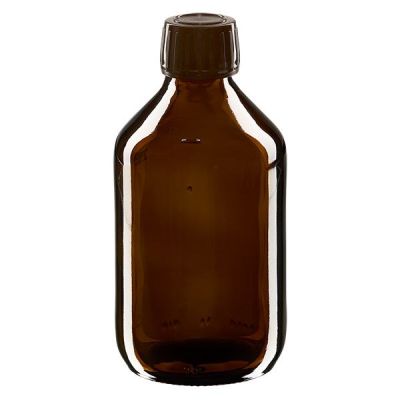 250ml Medizinflasche braun, Verschluss braun mit Originalitätsring ApoGlas