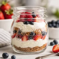 Quattro Stagioni 250ml Glas mit Schichtdessert aus Keksboden Creme und Beeren als Haushaltsglas für Aufbewahrung