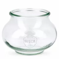 WECK Schmuckglas 560ml RR80 aus klarem Glas mit geprägtem Logo und breiter Öffnung für Einmachen und Aufbewahrung
