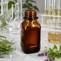 Kompakte 250ml Chemikalienflasche aus getöntem Glas für mobile Laborarbeit