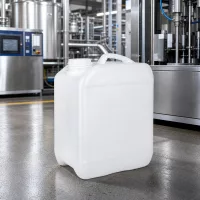 Quadratischer Flüssigkeitsbehälter 2,5 Liter offen mit integriertem Griff aus weißem HDPE