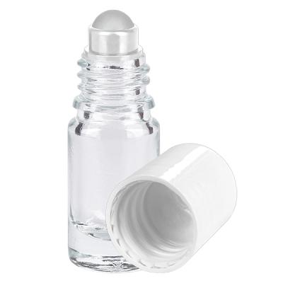 Apothekenflasche klar 5ml Roll-On Verschluss weiß
