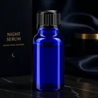 10ml Apothekerflasche blaues Glas schwarzer Verschluss 11mm für Gesichtsserum Abendpflege