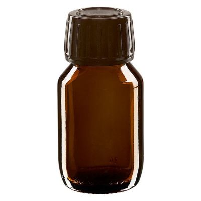 50ml Medizinflasche braun, Verschluss braun mit Originalitätsring ApoGlas