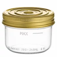 245ml Sturzglas Familia Wiss mit goldenem Schraubdeckel und Max-Füllstandsmarkierung für Einmachen und Konservieren