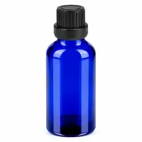 30ml BlueLine Glasflasche mit schwarzem Schraubverschluss für flüssige Präparate