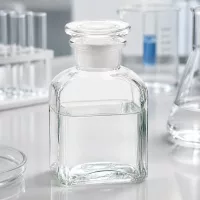Klare Weithalsflasche 150ml mit ebenem Glasstopfen für sichere Lagerung von Chemikalien