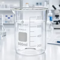 UNiTWIST Laborbecherglas 800ml niedrige Form hitzebeständiges Borosilikat 3.3 mit Mikroskop