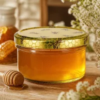 UNiTWIST Einmachglas 186ml runde Form mit Bienenwaben Metalldeckel ideal zum Abfüllen von Honig