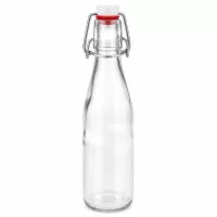 250ml Glasflasche mit Bügelverschluss und weißem Porzellanverschluss, leere transparente Flasche für Getränke