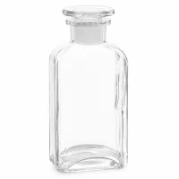 Vierkantflasche Weithals 250ml Borosilikatglas transparent mit rundem Glasstopfen