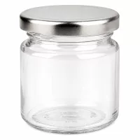 UNiTWIST Glasset 48 Stück kleine runde Aufbewahrungsgläser 53 ml mit silbernen Schraubdeckeln
