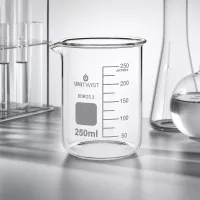 Borosilikat Becherglas UNiTWIST 250ml niedrige Form mit quadratischem Beschriftungsfeld