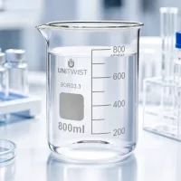 Professionelles Laborbecherglas 800ml niedrige Form aus hitzebeständigem Borosilikatglas UNiTWIST