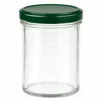 350ml Sturzglas mit grünem BasicSeal Deckel UNiTWIST - leeres Einmachglas aus klarem Glas für Marmelade und Konserven