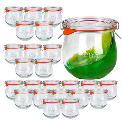 24er Set Weck Gläser 370ml Tulpenglas mit 24 Glasdeckeln, 24