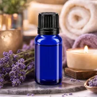 Blaue Aromaflasche 10ml Apothekerglas mit schwarzem OV-Deckel für Laboranwendungen und Öle