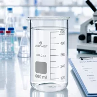 Becherglas 600ml hohe Form aus BORO3.3 Borosilikatglas von UNITWIST für chemische Analysen
