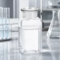 Transparente quadratische Laborflasche 100ml mit Glasstopfen für Pharmazie und Forschung