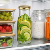 UNiTWIST 150ml Flasche mit goldenem Deckel als stilvolle Aufbewahrung für Detox Wasser im Kühlschrank