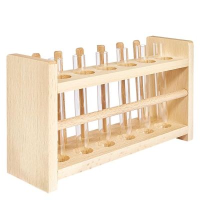 Reagenzglasgest. aus Holz mit 6 Reagenzgl. Kalk-Soda 100x12