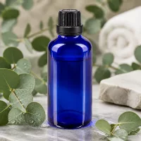 50ml Apothekerfl. blau mit schwarzem OV Verschluss ideal für Naturkosmetik und Aromatherapie