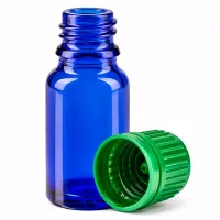 Elegante kleine blaue Glasflasche 10ml mit leuchtend grünem Deckel für DIY Kosmetikprodukte