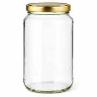 1700ml Rundglas mit goldenem BasicSeal UNiTWIST Deckel - leeres Einmachglas aus Klarglas für Konservierung