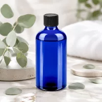 Stilvolle blaue Flasche 100ml mit schwarzem Tropfer perfekt für Serum und Pflegeöle