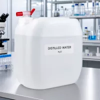 Quadratischer 30 Liter Vorratsbehälter mit rotem Hahn zur sicheren Wasserentnahme im Labor