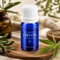 Premium 5ml Flasche aus lichtgeschütztem blauem Glas mit auslaufsicherem weißen Verschluss