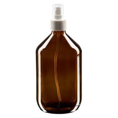 500ml Medizinflasche braun, Pumpzerstäuber weiß ApoGlas