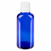 UV-Schutz Apothekerflasche blau 50ml Borosilikatglas mit weißem Dosierverschluss