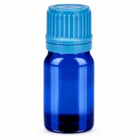 5ml Glasflasche blau mit gerilltem Verschluss für einfaches Öffnen und Schließen