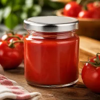 Hausgemachte Tomatensoße konserviert im 53ml Glastiegel mit Silberdeckel aus UNiTWIST Set